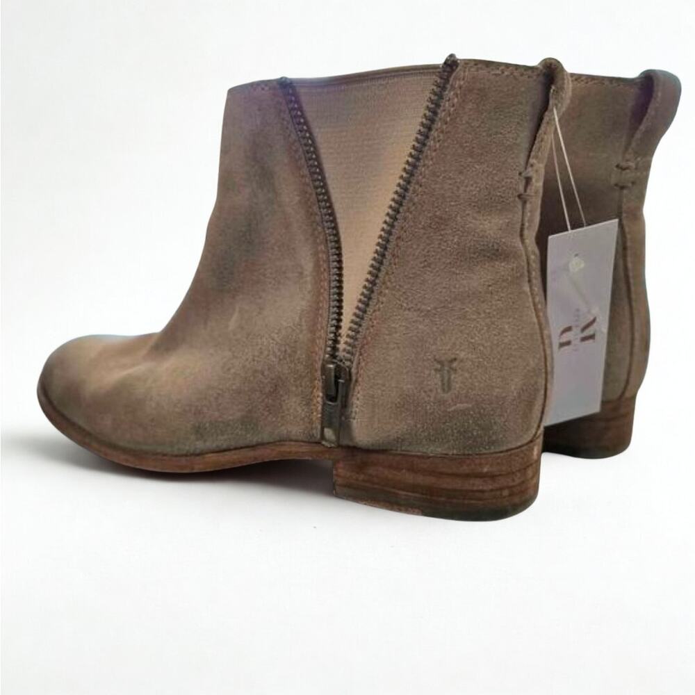 Frye Sacha Moto Shortie Suede Western Ankle Boots Brown 7.5